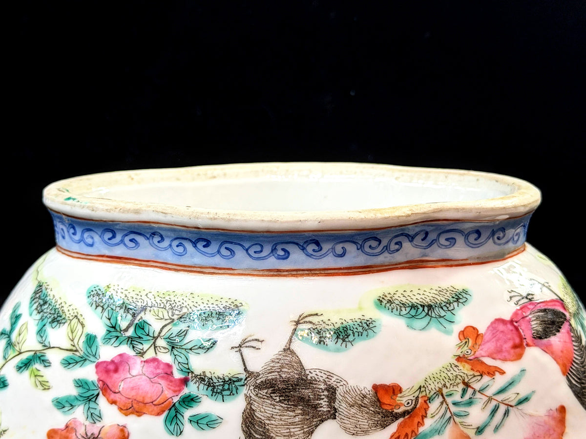 Antique Chinese Tongzhi Famille Rose Rooster Bowl Hand Painted A1275
