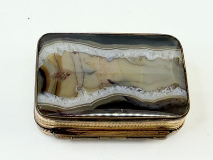 Antique British Scenic Agate Gilt Snuff Box SS211