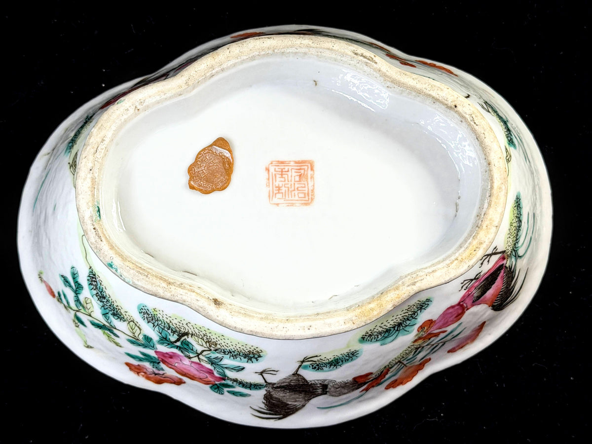 Antique Chinese Tongzhi Famille Rose Rooster Bowl Hand Painted A1275