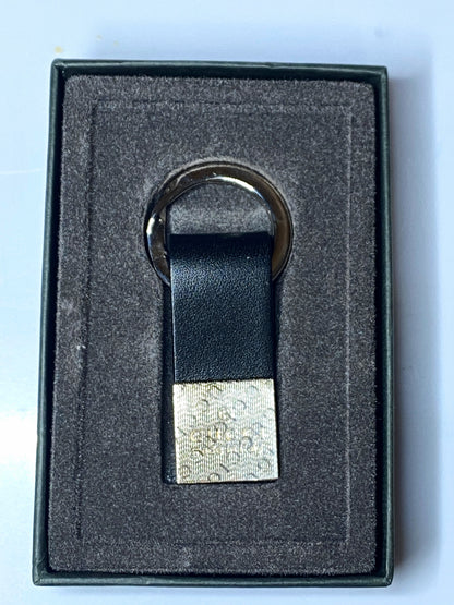 Gucci black Leather silvertone Keyring with original seal and box GS296
