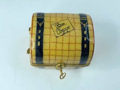 Signed SE Limoges Trinket Box Burl Trunk Porcelain France Peint Main2 1/4" A378