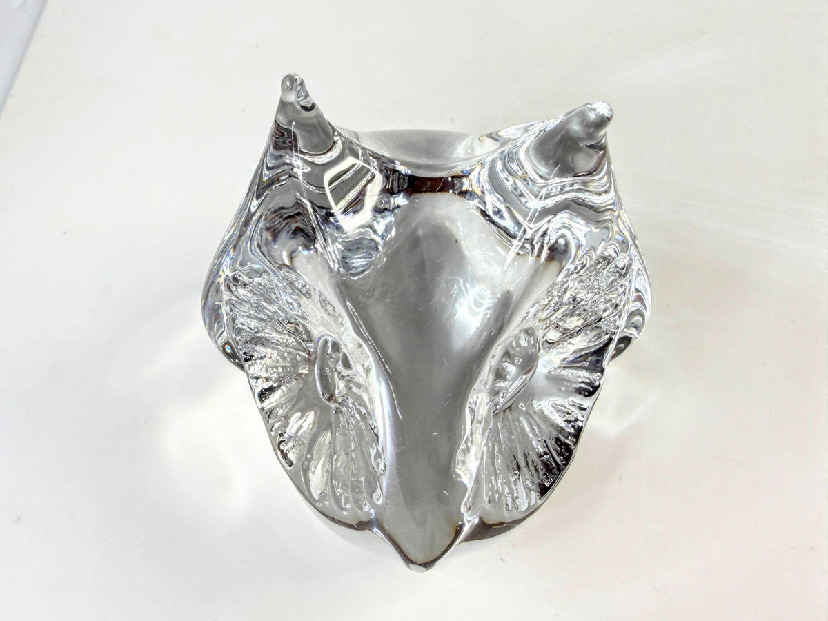 Vintage Daum France Clear Crystal Owl Figurine Paperweight A1045