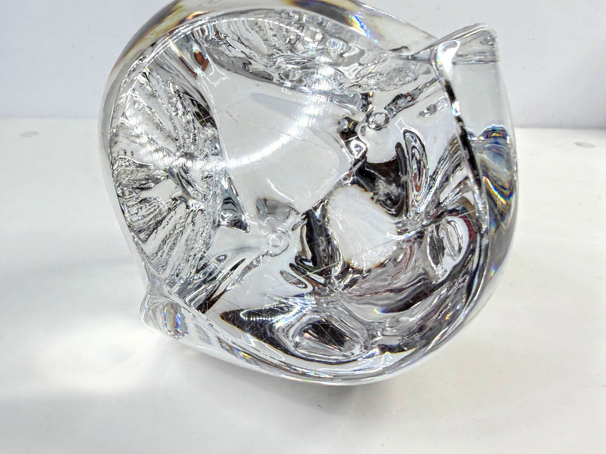 Vintage Daum France Clear Crystal Owl Figurine Paperweight A1045