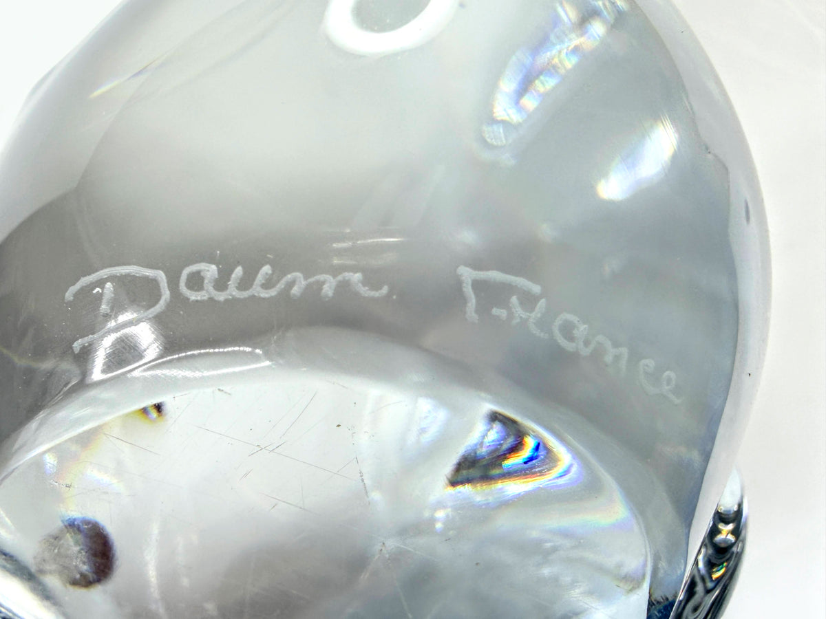 Vintage Daum France Clear Crystal Owl Figurine Paperweight A1045