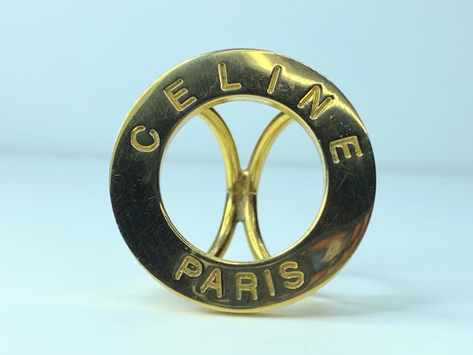 Celine Vintage Logo Scarf Ring Gold tone one size GS352
