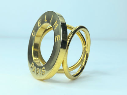 Celine Vintage Logo Scarf Ring Gold tone one size GS352