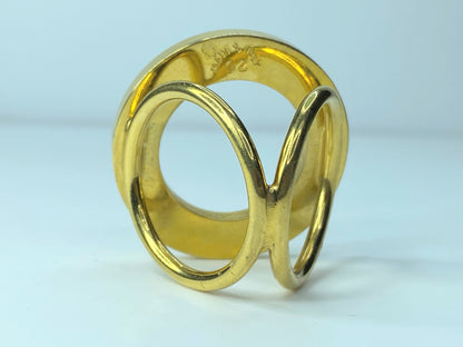 Celine Vintage Logo Scarf Ring Gold tone one size GS352