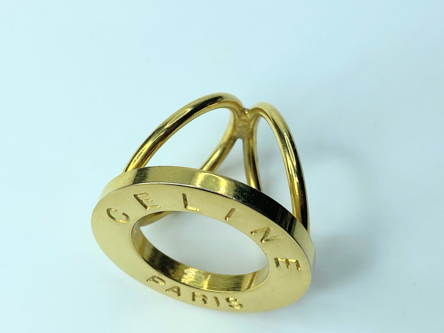 Celine Vintage Logo Scarf Ring Gold tone one size GS352