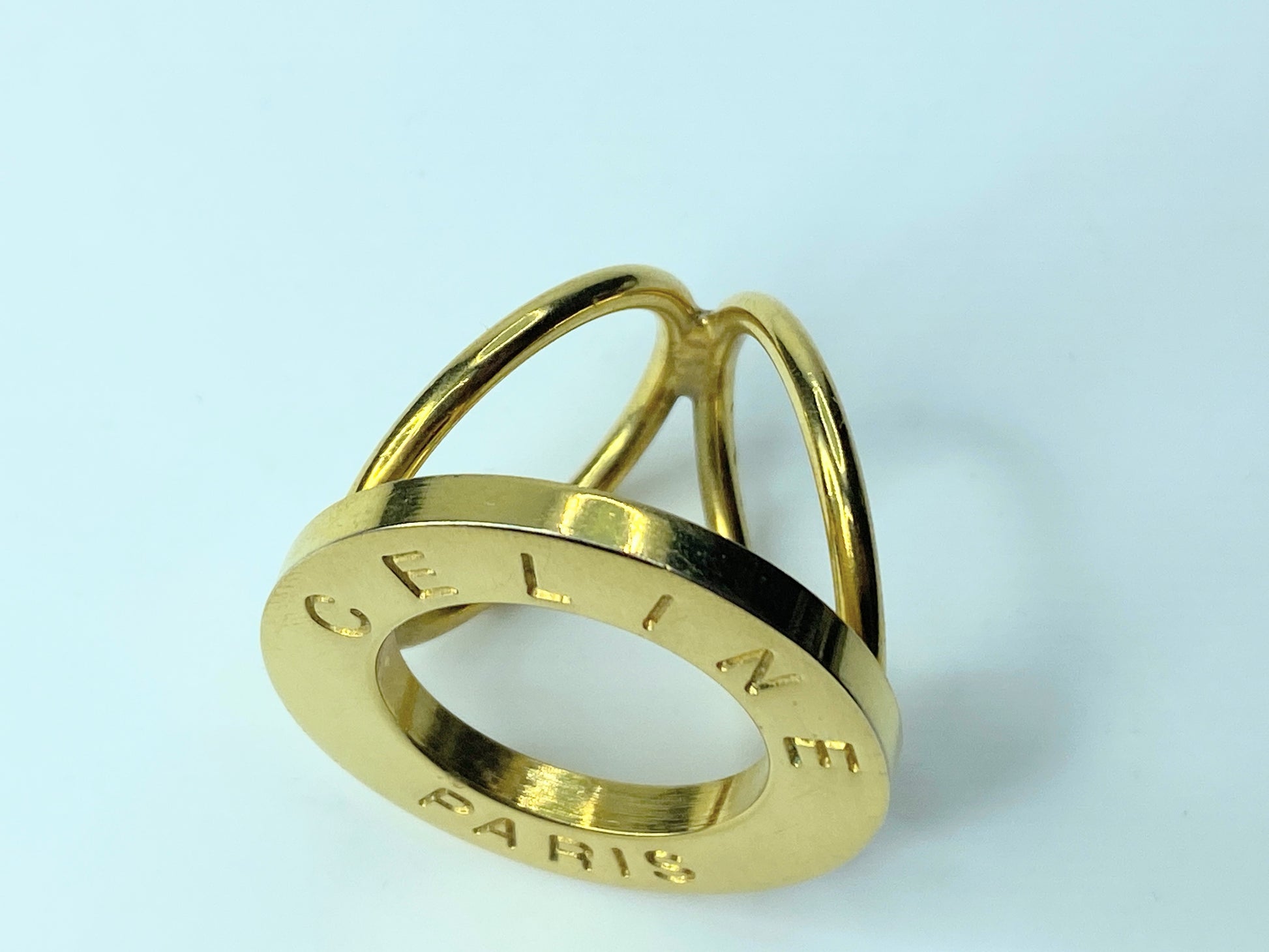 Celine Vintage Logo Scarf Ring Gold tone one size GS352