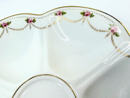 Bernardaud Limoges Oyster Plate Higgins & Seiter Pink Roses Gilt Swag 9.0" A818