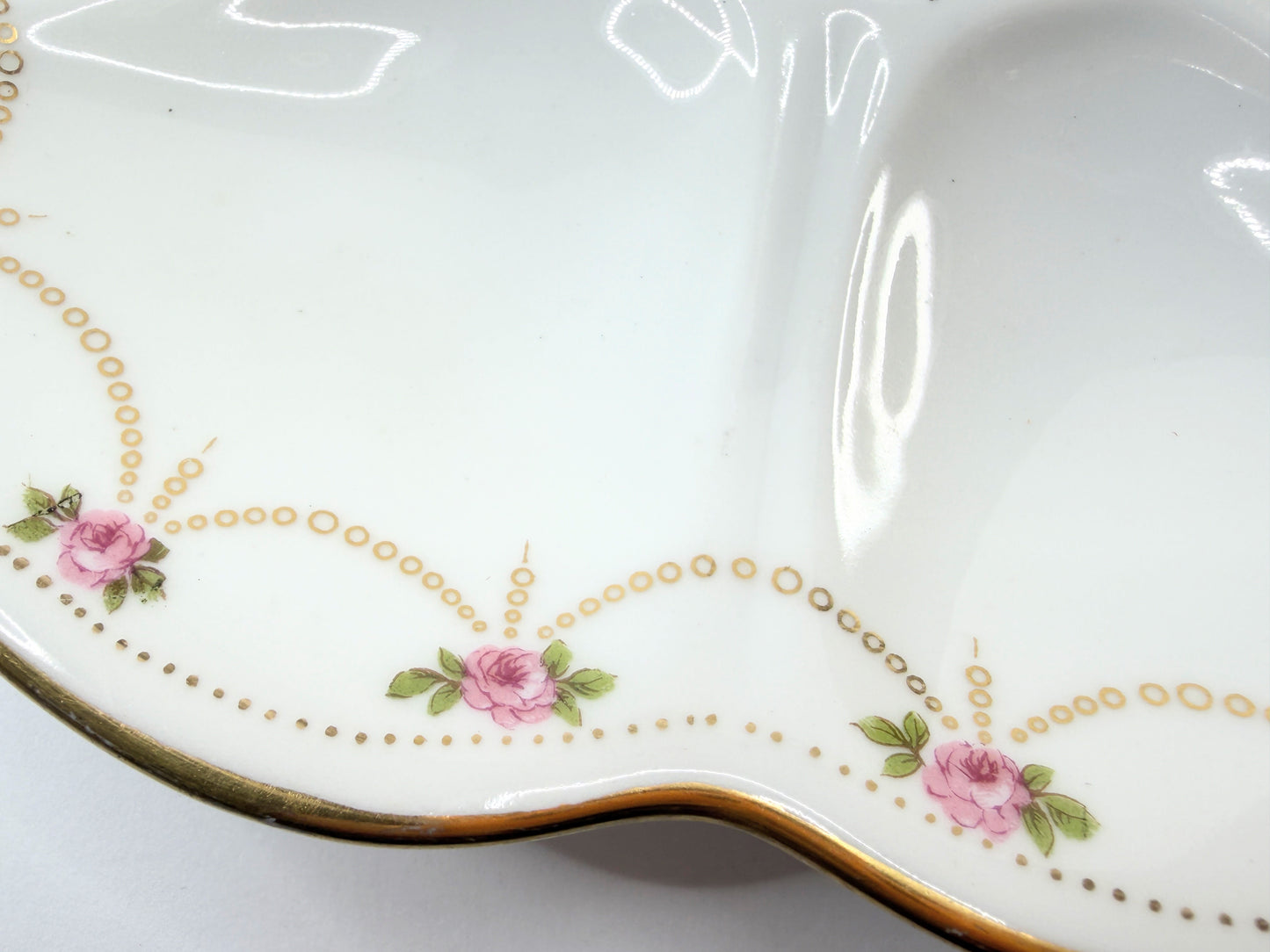 Bernardaud Limoges Oyster Plate Higgins & Seiter Pink Roses Gilt Swag 9.0" A818