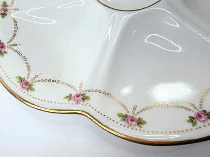 Bernardaud Limoges Oyster Plate Higgins & Seiter Pink Roses Gilt Swag 9.0" A818