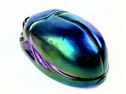 Vintage Tiffany Favrile Iridescent Glass Scarab Paperweight 5" A1051