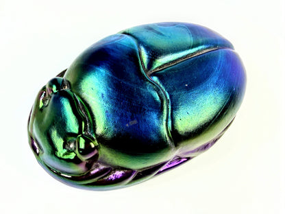 Vintage Tiffany Favrile Iridescent Glass Scarab Paperweight 5" A1051
