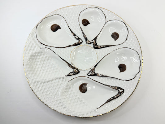 Antique Oyster Plate German Porcelain Oyster Plate with Fishnet c.1800's A812
