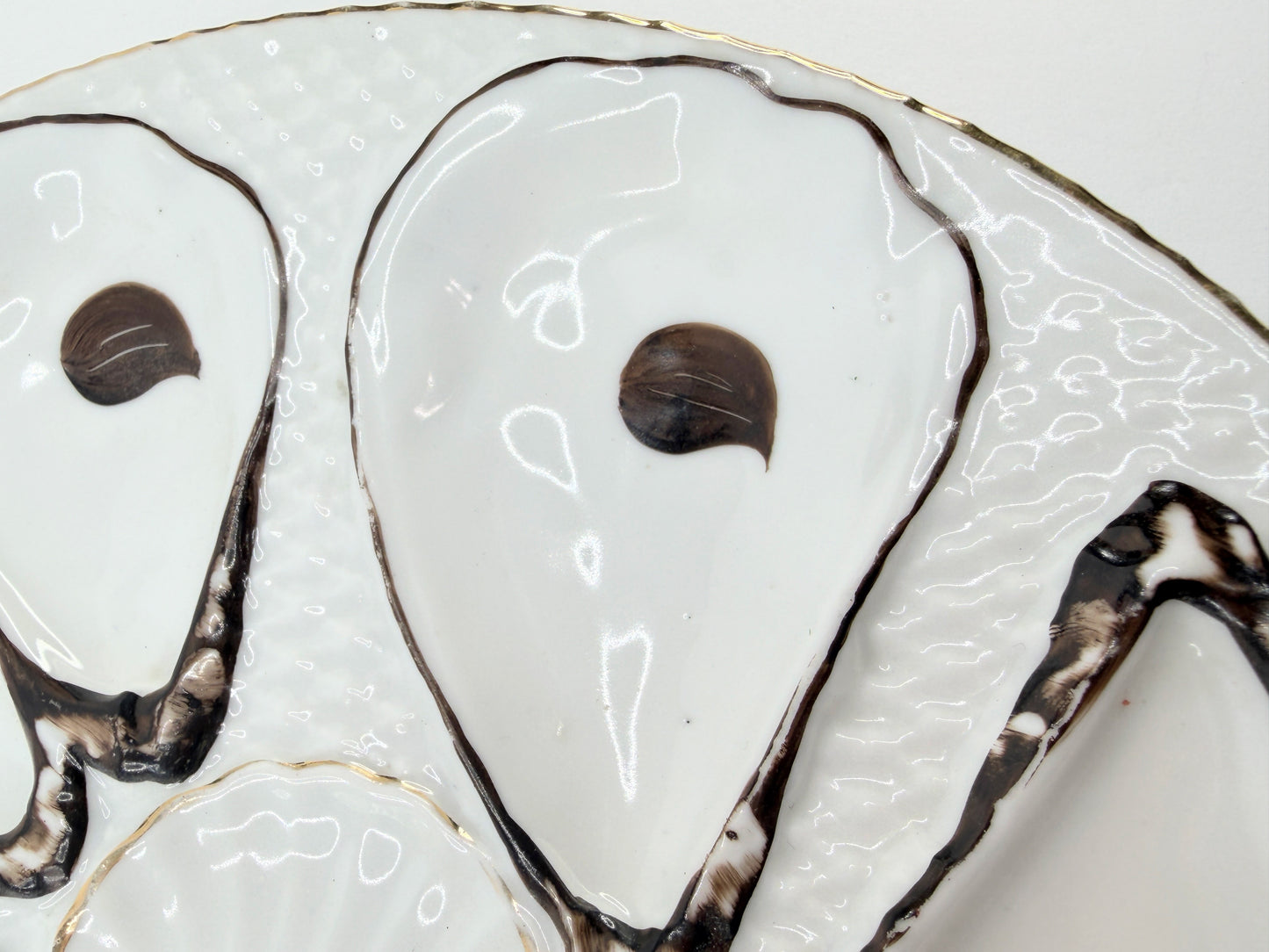 Antique Oyster Plate German Porcelain Oyster Plate with Fishnet c.1800's A812