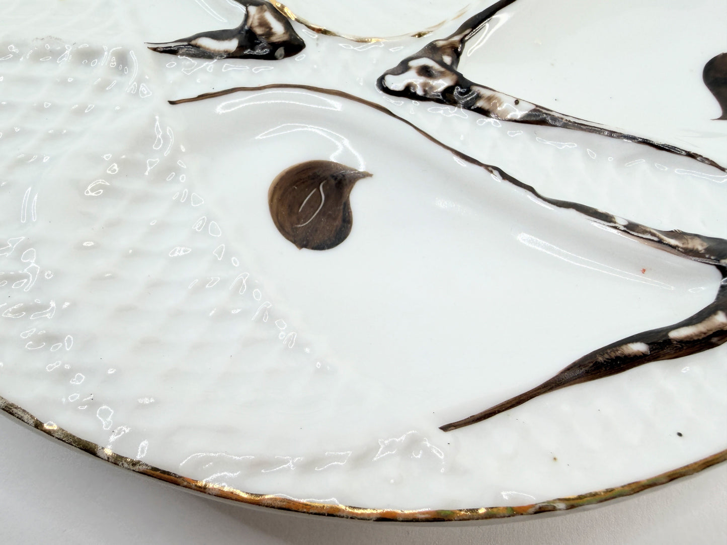 Antique Oyster Plate German Porcelain Oyster Plate with Fishnet c.1800's A812