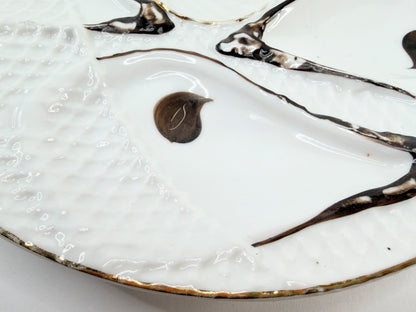 Antique Oyster Plate German Porcelain Oyster Plate with Fishnet c.1800's A812