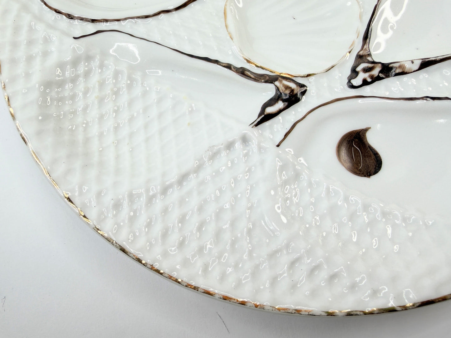 Antique Oyster Plate German Porcelain Oyster Plate with Fishnet c.1800's A812