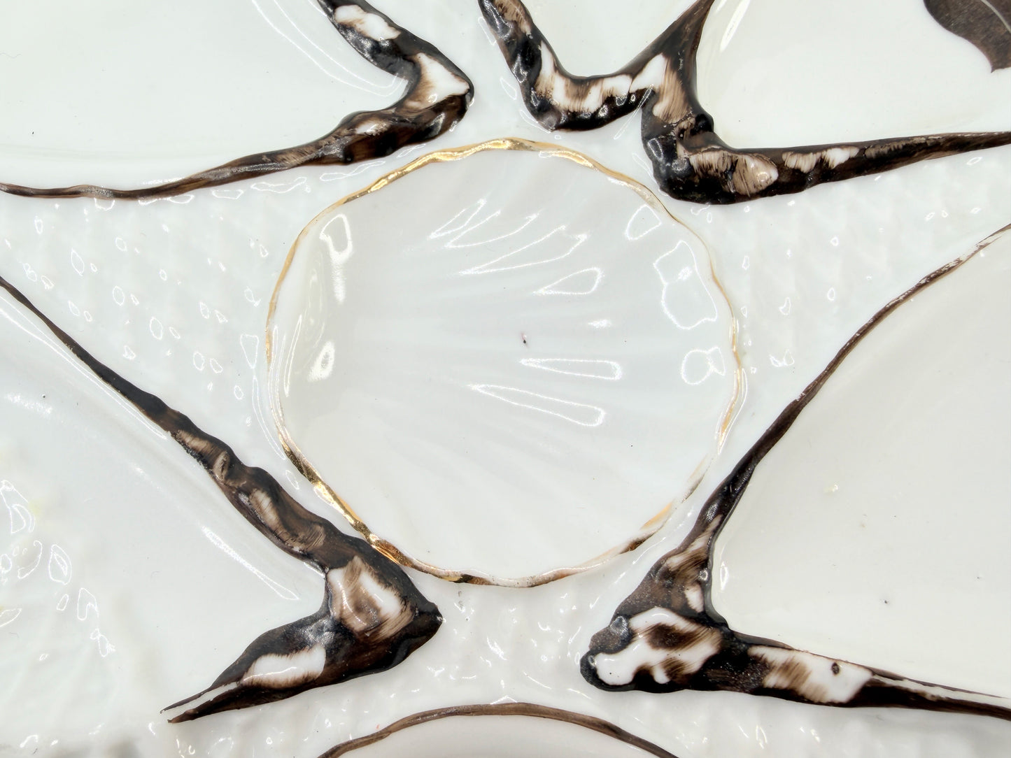 Antique Oyster Plate German Porcelain Oyster Plate with Fishnet c.1800's A812
