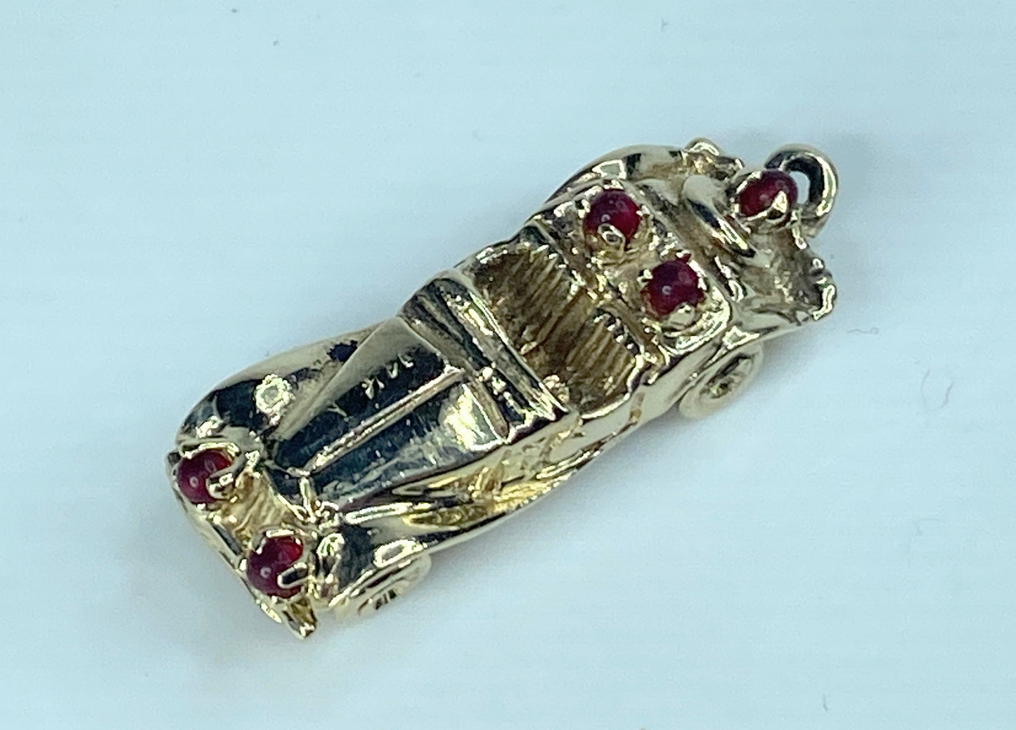 Vintage 14K yellow Gold Roadster Deusenberg Ruby Automobile Charm 1 1/4" 5.6g JR867