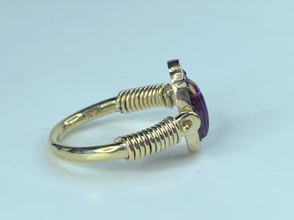 Scarab Beetle Flip Ring 14k Yellow Gold Egyptian Hieroglyphs Jewelry size7 JR868