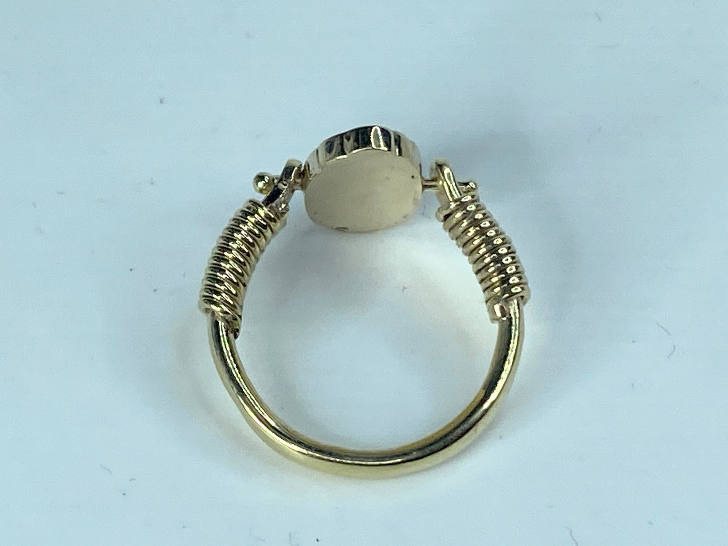 Scarab Beetle Flip Ring 14k Yellow Gold Egyptian Hieroglyphs Jewelry size7 JR868