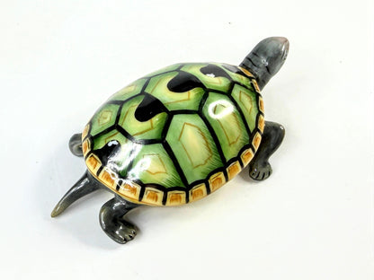 Herend Hungary Green Fishnet Turtle Figurine 15302 Hand Painted A1055