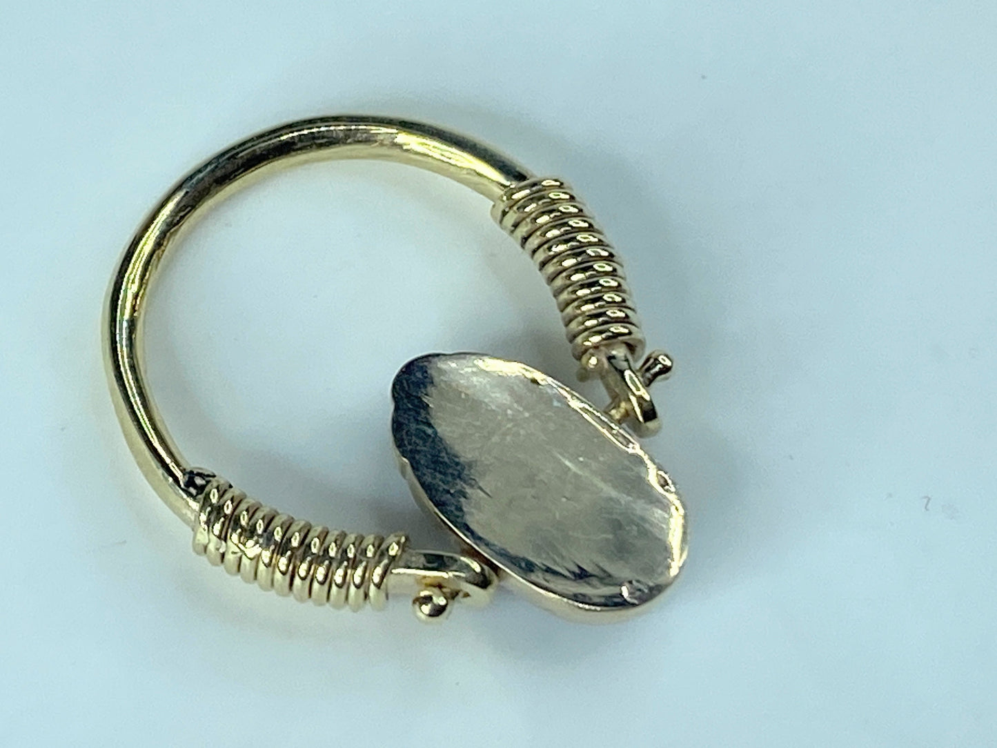 Scarab Beetle Flip Ring 14k Yellow Gold Egyptian Hieroglyphs Jewelry size7 JR868