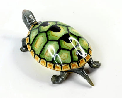 Herend Hungary Green Fishnet Turtle Figurine 15302 Hand Painted A1055