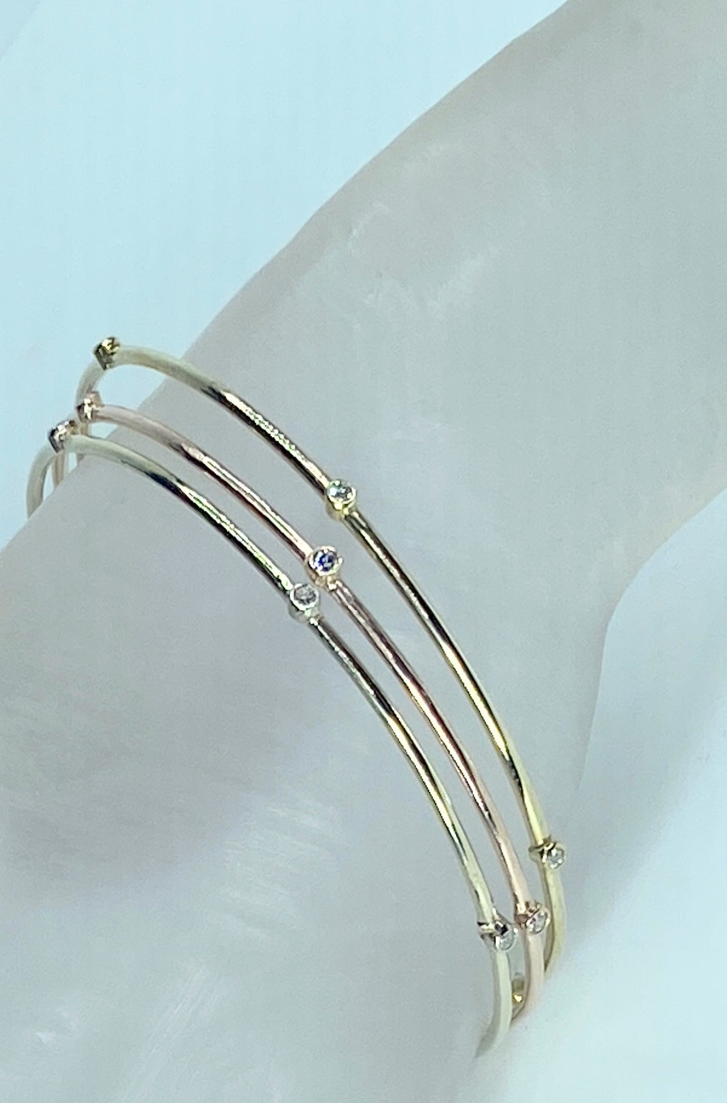 Bezel-Set 0.25ct diamond stackable Bangle Bracelet 14K White gold JR869