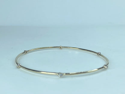 Bezel-Set 0.25ct diamond stackable Bangle Bracelet 14K Yellow gold 7.5"JR871