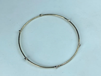 Bezel-Set 0.25ct diamond stackable Bangle Bracelet 14K Yellow gold 7.5"JR871