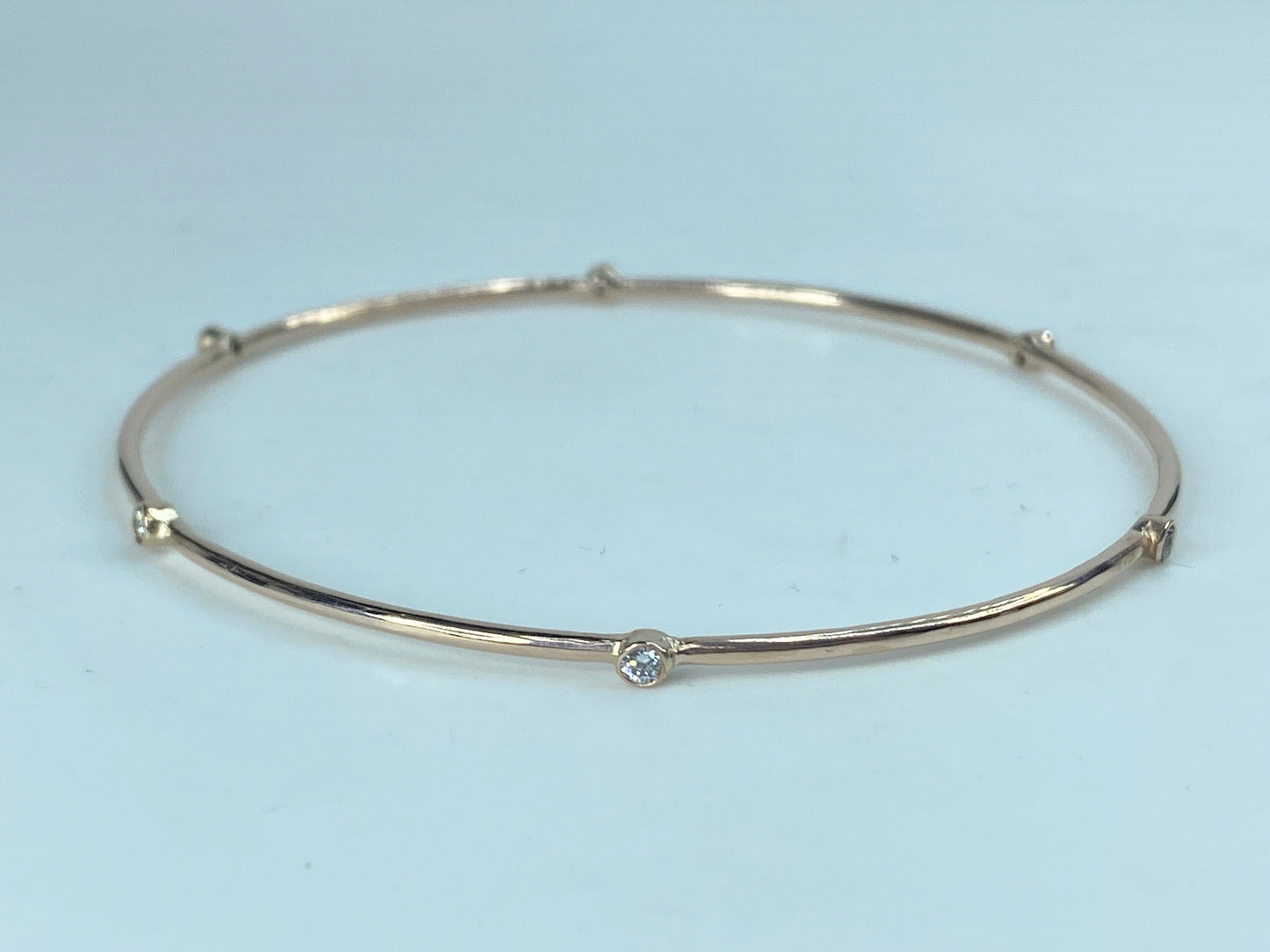 Bezel-Set 0.25ct diamond stackable Bangle Bracelet 14K Rose gold JR870