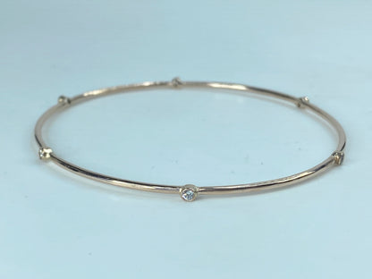 Bezel-Set 0.25ct diamond stackable Bangle Bracelet 14K Rose gold JR870