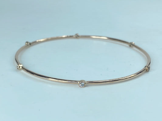Bezel-Set 0.25ct diamond stackable Bangle Bracelet 14K Rose gold JR870