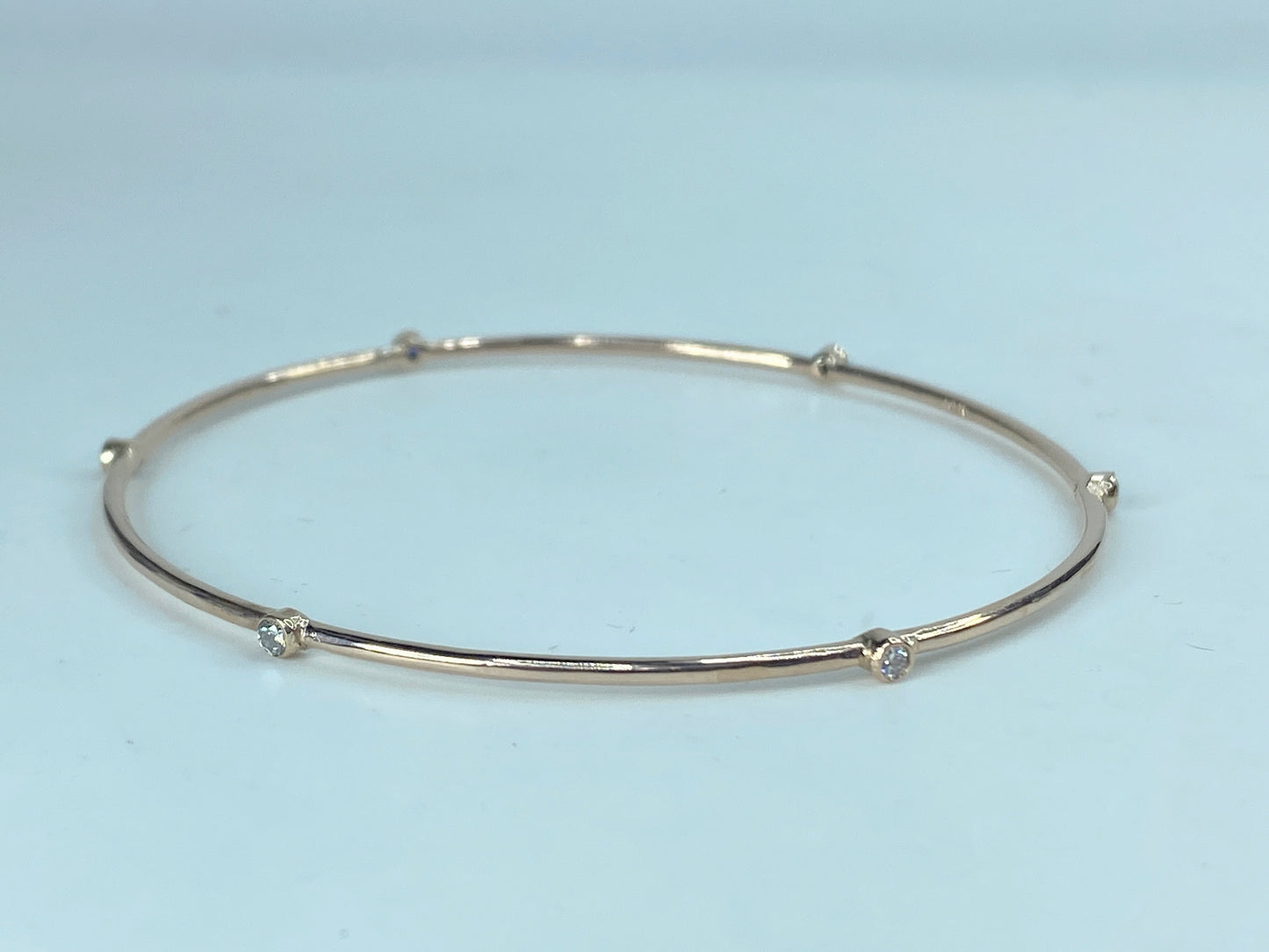 Bezel-Set 0.25ct diamond stackable Bangle Bracelet 14K Rose gold JR870