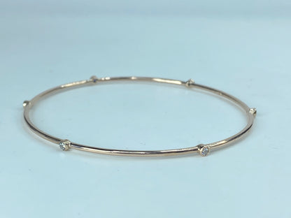 Bezel-Set 0.25ct diamond stackable Bangle Bracelet 14K Rose gold JR870