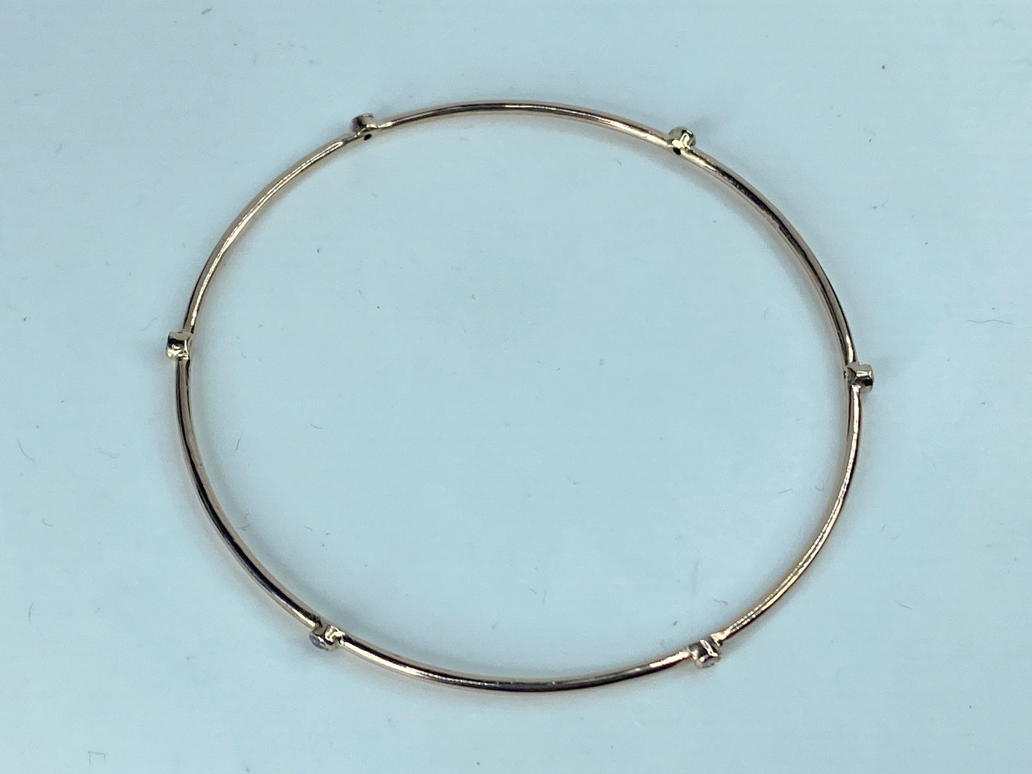 Bezel-Set 0.25ct diamond stackable Bangle Bracelet 14K Rose gold JR870