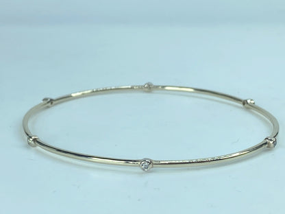 Bezel-Set 0.25ct diamond stackable Bangle Bracelet 14K White gold JR869