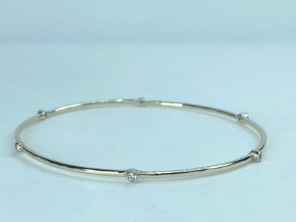 Bezel-Set 0.25ct diamond stackable Bangle Bracelet 14K White gold JR869