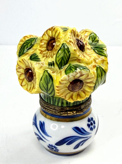 Limoges France Van Gogh-Inspired Sunflowers Porcelain Hinged Box A1058