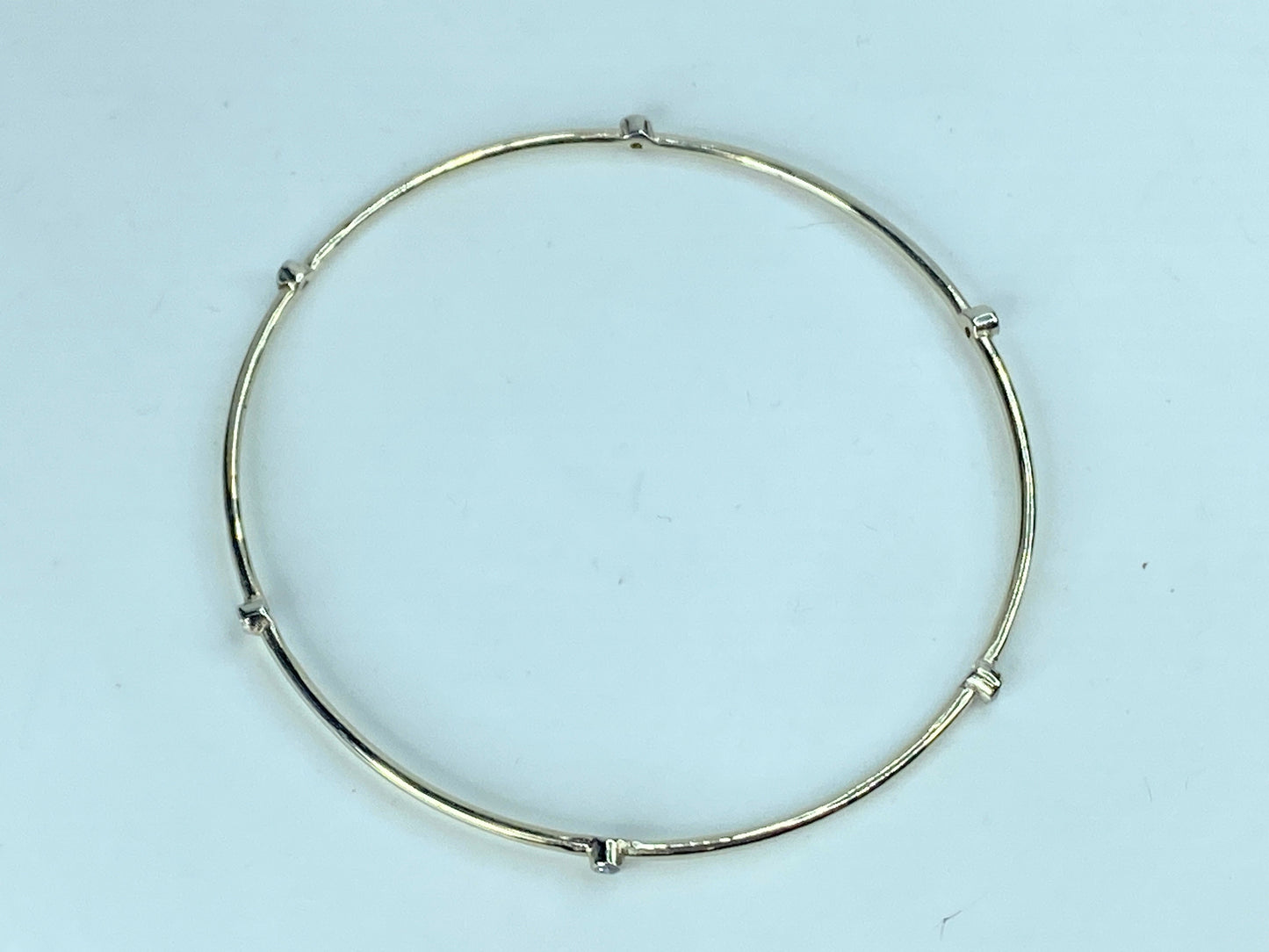 Bezel-Set 0.25ct diamond stackable Bangle Bracelet 14K White gold JR869