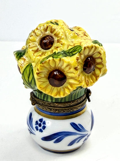 Limoges France Van Gogh-Inspired Sunflowers Porcelain Hinged Box A1058
