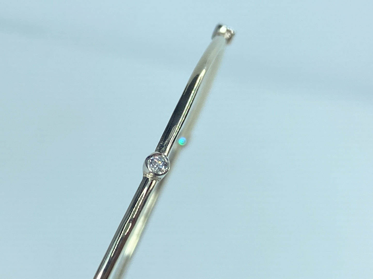 Bezel-Set 0.25ct diamond stackable Bangle Bracelet 14K White gold JR869