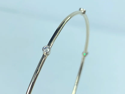 Bezel-Set 0.25ct diamond stackable Bangle Bracelet 14K White gold JR869