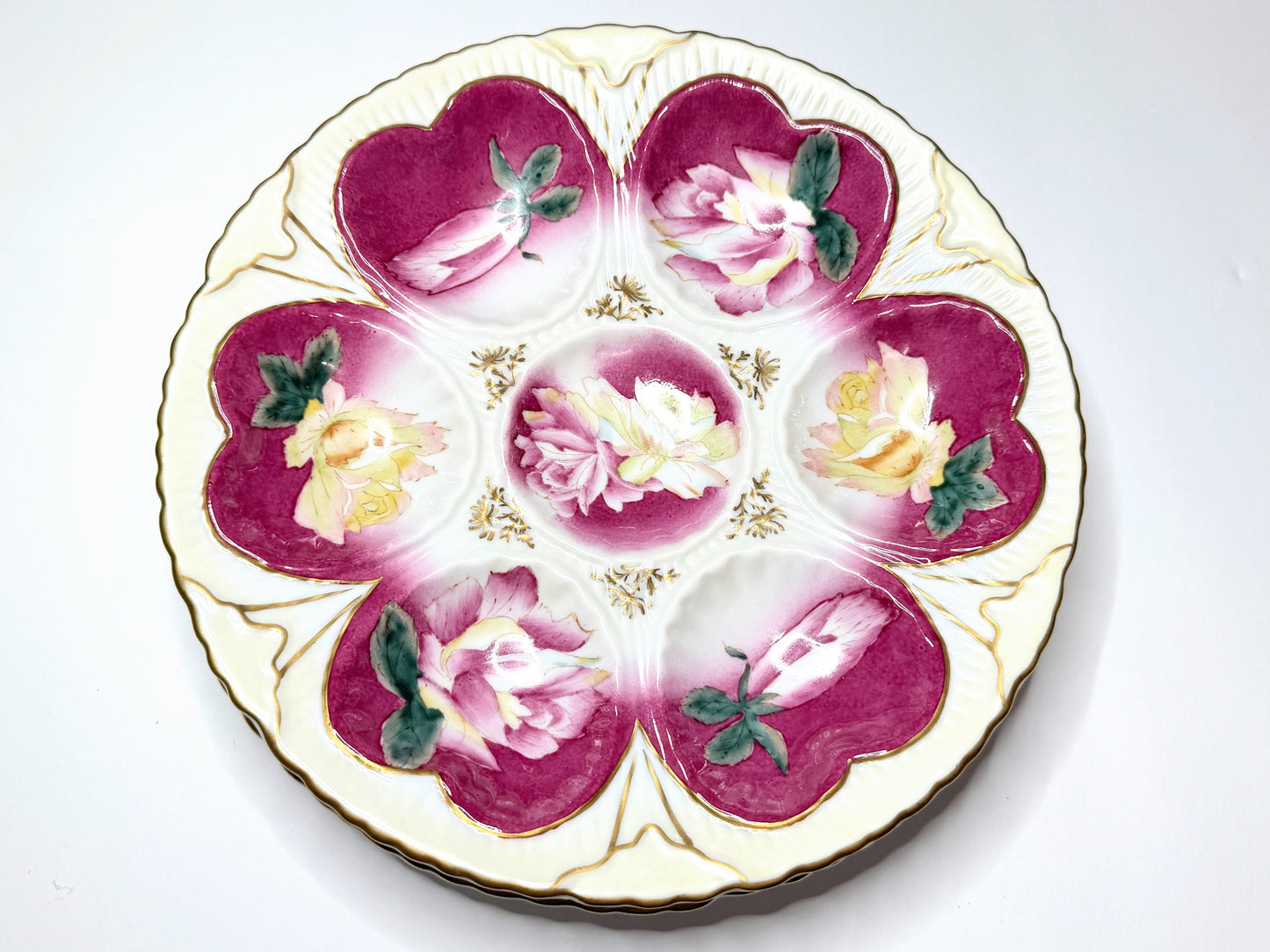 Vintage Limoges Style  Rose Cabinet Plate 8.5" Gilt mint A815