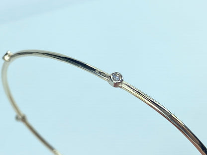 Bezel-Set 0.25ct diamond stackable Bangle Bracelet 14K White gold JR869