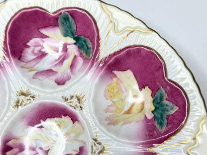Vintage Limoges Style  Rose Cabinet Plate 8.5" Gilt mint A815