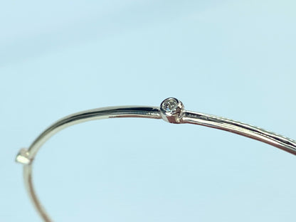 Bezel-Set 0.25ct diamond stackable Bangle Bracelet 14K White gold JR869
